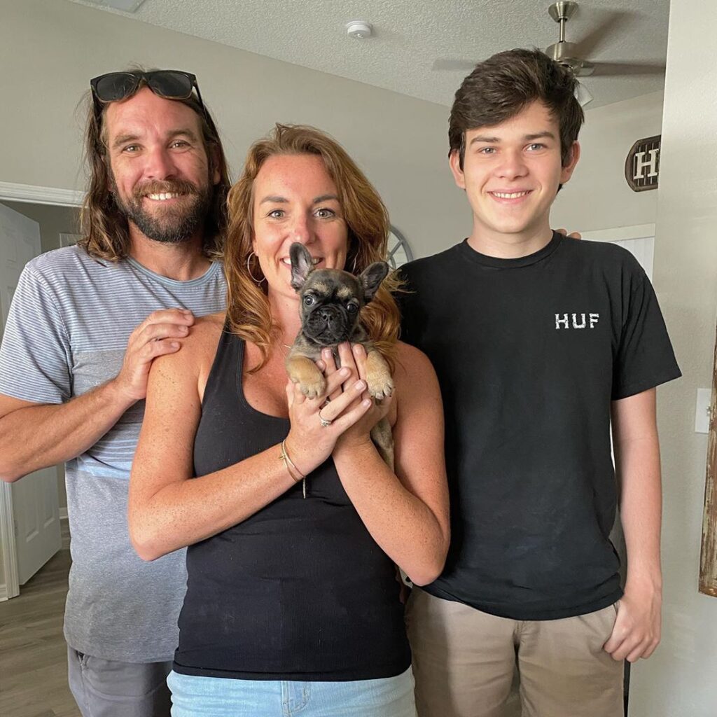 happy client with pup